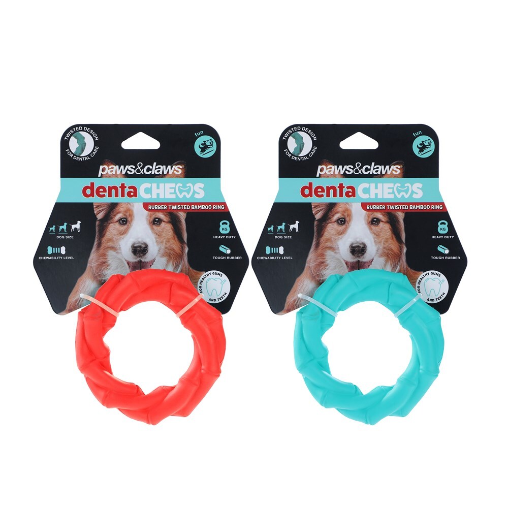 18696-paws-and-claws-11x11x3-2cm-denta-chews-twisted-bamboo-ring-dog-pet-toy-assorted