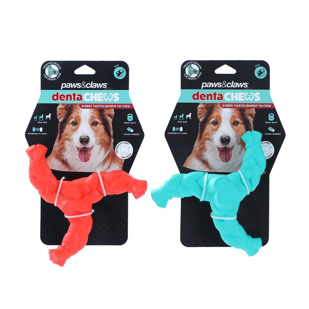 18702-paws-and-claws-15-9x15-9x5-3cm-denta-chews-twisted-bamboo-tri-dog-pet-toy-assorted