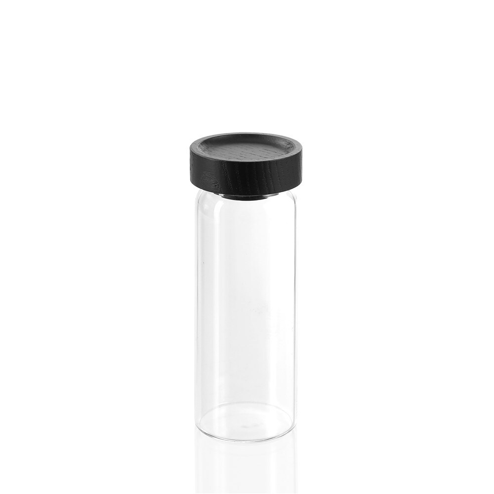 18955-lemon-lime-woodend-black-175ml-13-5cm-glass-spice-jar-container-clear-w-lid