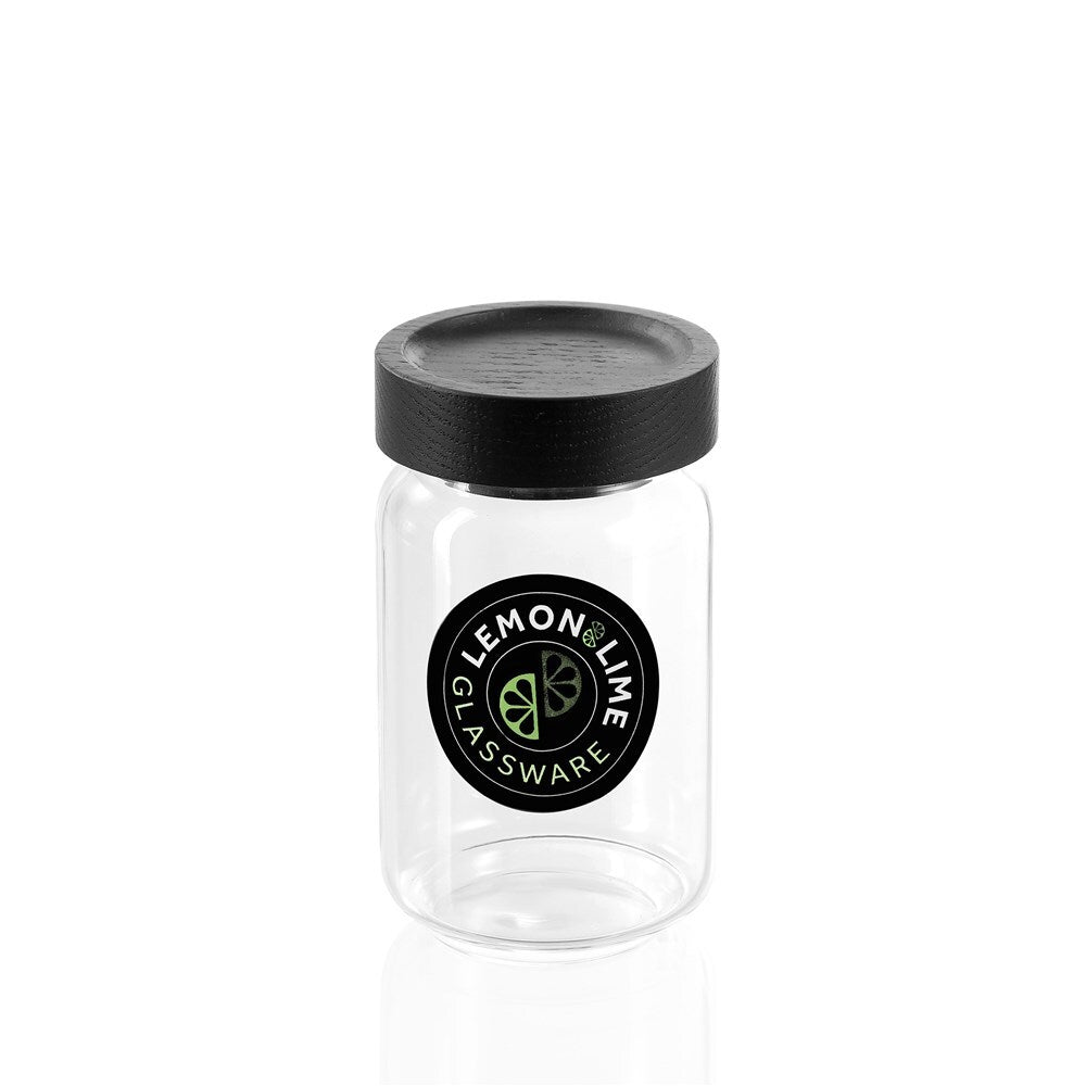 18962-lemon-lime-woodend-black-200ml-10-5cm-glass-spice-jar-container-clear-w-lid