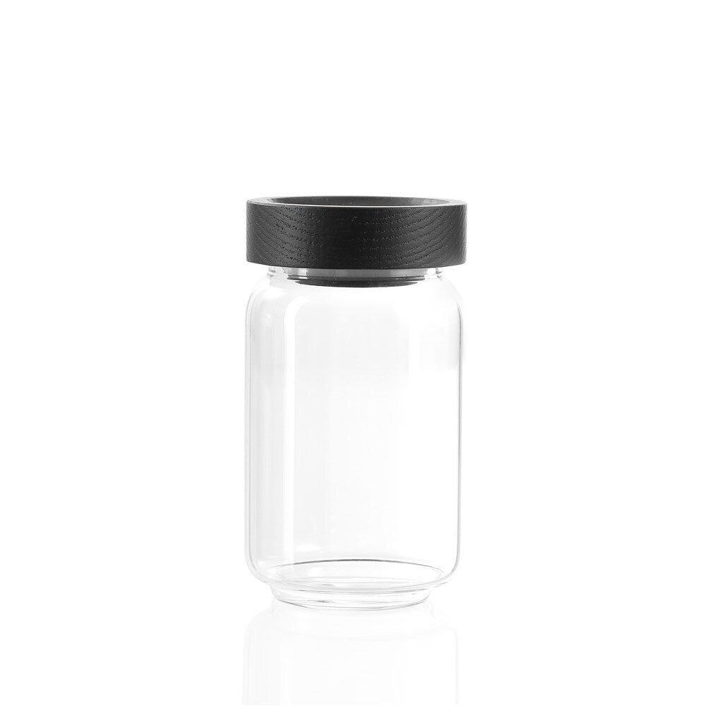 18962-lemon-lime-woodend-black-200ml-10-5cm-glass-spice-jar-container-clear-w-lid