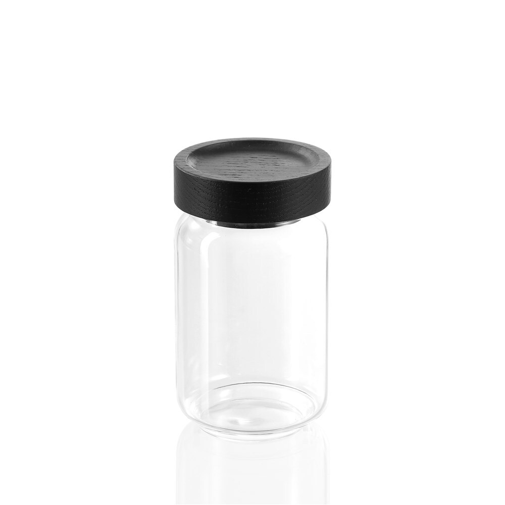 18962-lemon-lime-woodend-black-200ml-10-5cm-glass-spice-jar-container-clear-w-lid