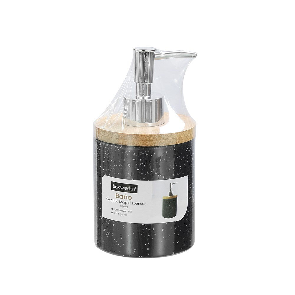 19563-boxsweden-bano-8x16cm-ceramic-soap-dispenser-w-bamboo-top-black-speckle