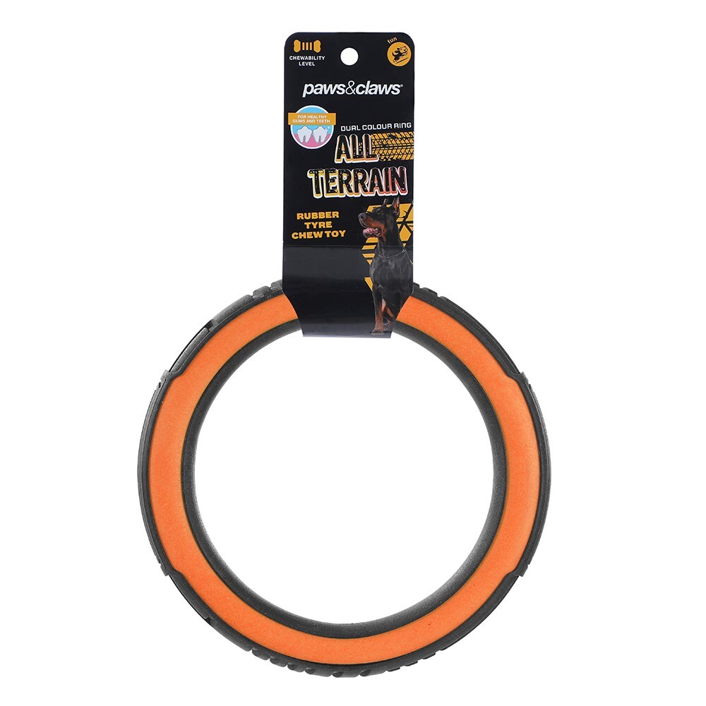 19839-paws-claws-24-1x24-1x3-3cm-all-terrain-dual-colour-dog-pet-chew-toy-assorted