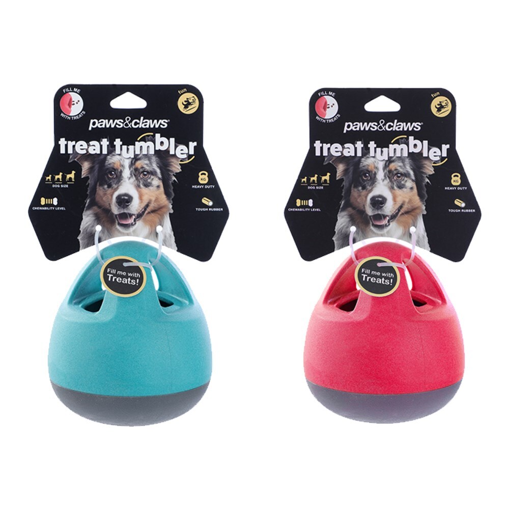 19846-paws-claws-13x14-3cm-tumbler-treat-dog-pet-toy-assorted