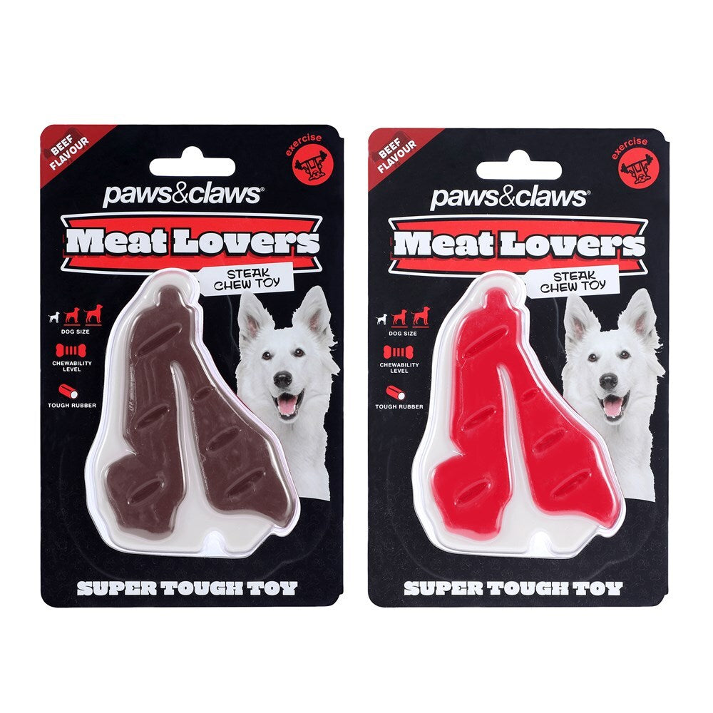 19860-paws-claws-11x8x2cm-meat-lovers-flavoured-steak-dog-pet-chew-toy-assorted