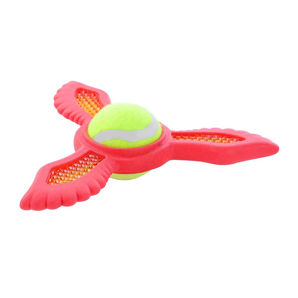 19891-paws-claws-21-9x19-5x6cm-fetch-flyer-foam-dart-w-tennis-ball-dog-pet-toy-red