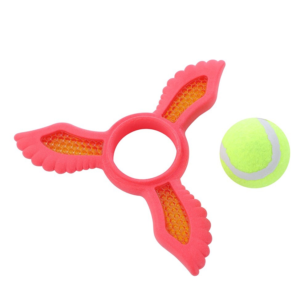 19891-paws-claws-21-9x19-5x6cm-fetch-flyer-foam-dart-w-tennis-ball-dog-pet-toy-red