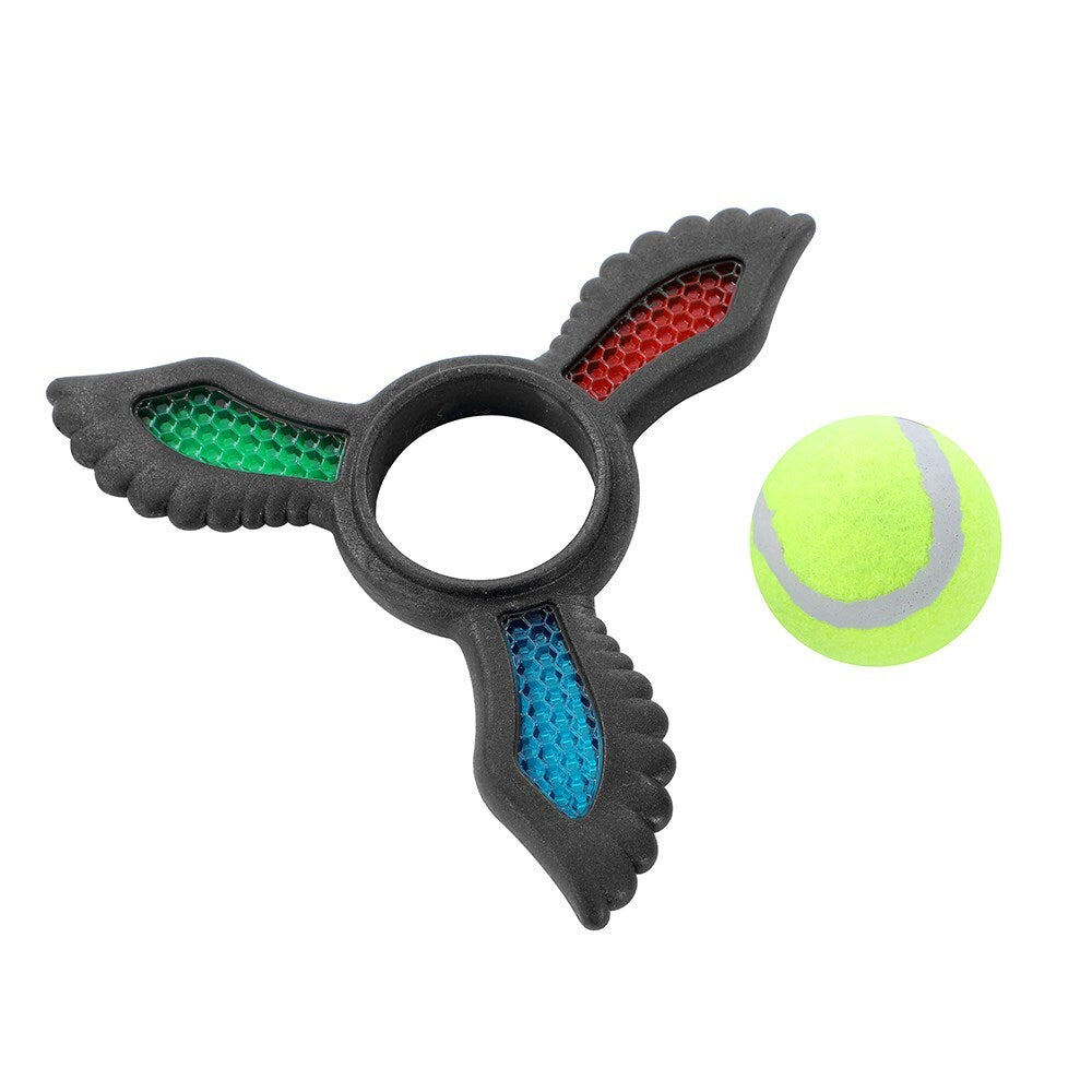19914-paws-claws-21-9x19-5x6cm-fetch-flyer-foam-dart-w-tennis-ball-dog-pet-toy-black