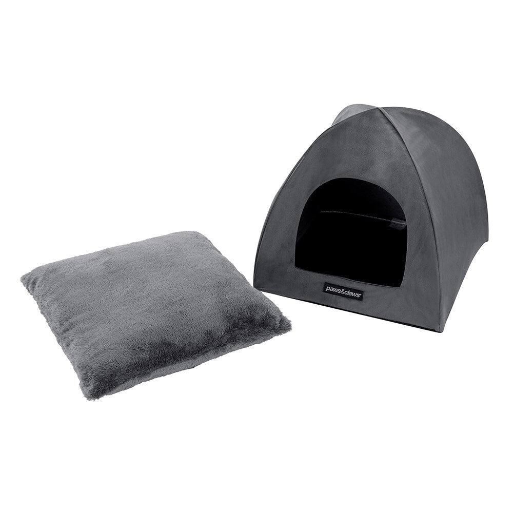 20941-paws-n-claws-lux-velvet-pet-cat-cave-38x35cm-soft-plush-cushion-dark-grey