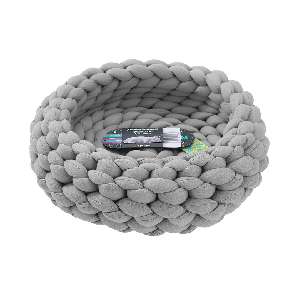 21184-paws-claws-35cm-chunky-knit-cat-bed-grey