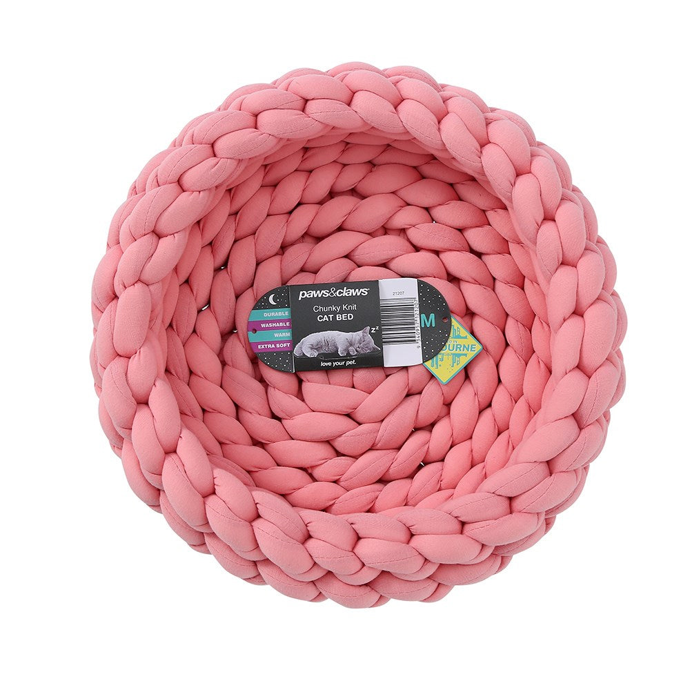 21207-paws-claws-35cm-chunky-knit-cat-bed-rose