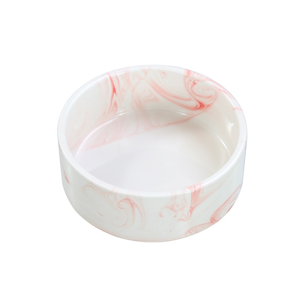21634-paws-claws-13cm-380ml-ceramic-pet-bowl-marble-assorted-grey-pink