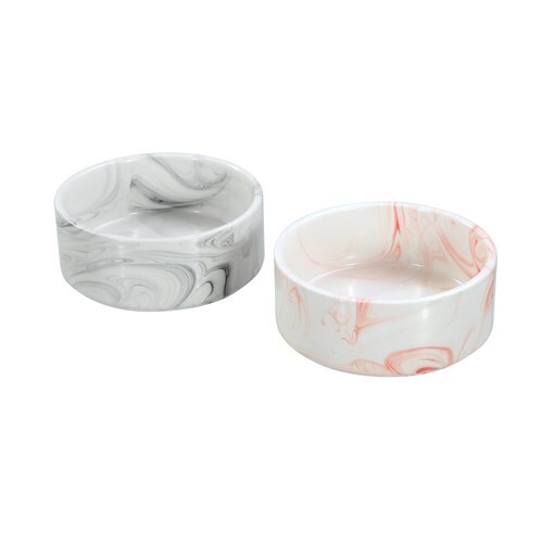 21634-paws-claws-13cm-380ml-ceramic-pet-bowl-marble-assorted-grey-pink
