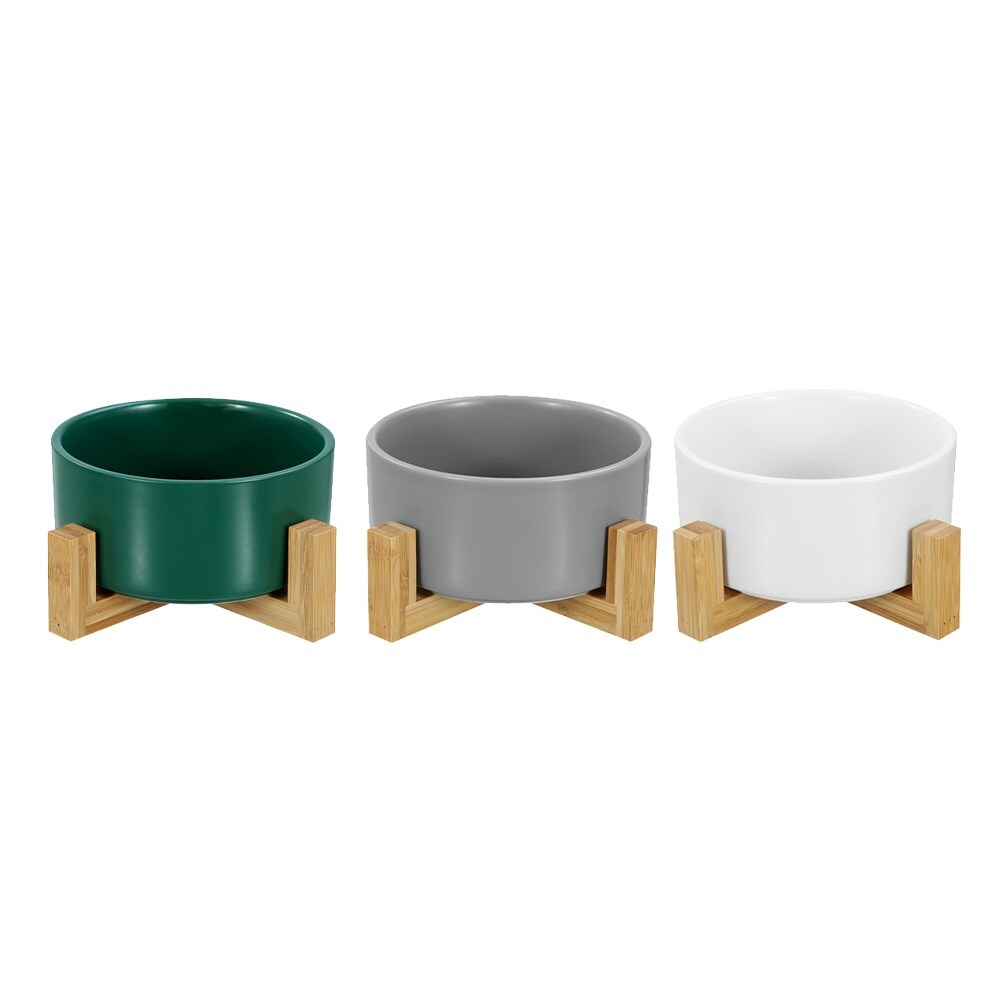21696-paws-claws-16cm-950ml-ceramic-pet-bowl-w-bamboo-stand-assorted