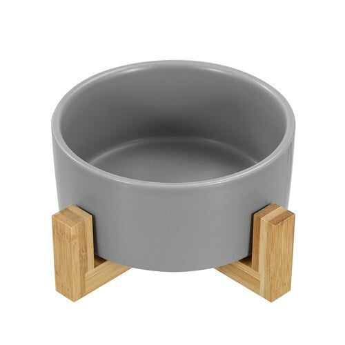 21696-paws-claws-16cm-950ml-ceramic-pet-bowl-w-bamboo-stand-assorted