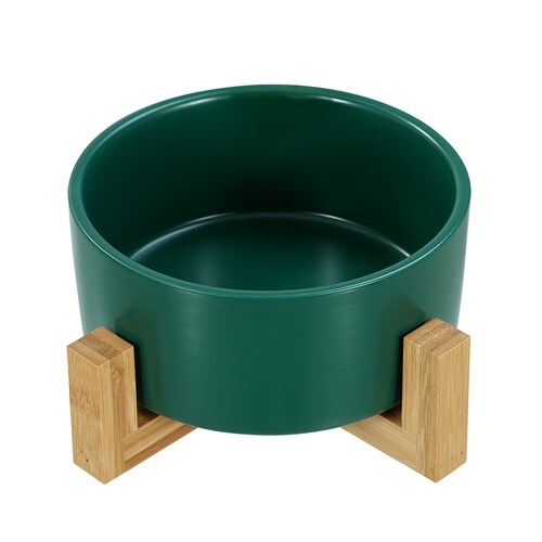 21696-paws-claws-16cm-950ml-ceramic-pet-bowl-w-bamboo-stand-assorted