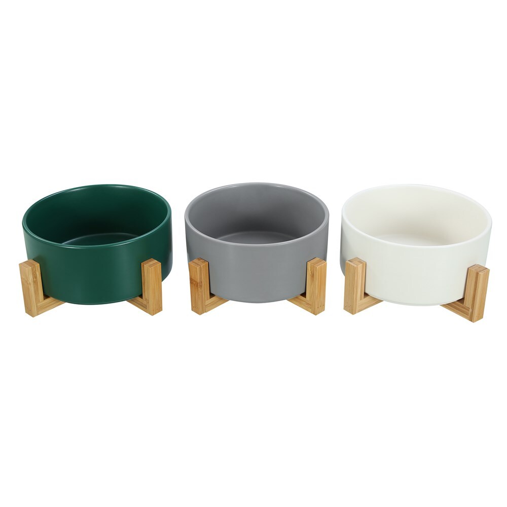 21702-paws-claws-19cm-1-8l-ceramic-pet-bowl-w-bamboo-stand-assorted