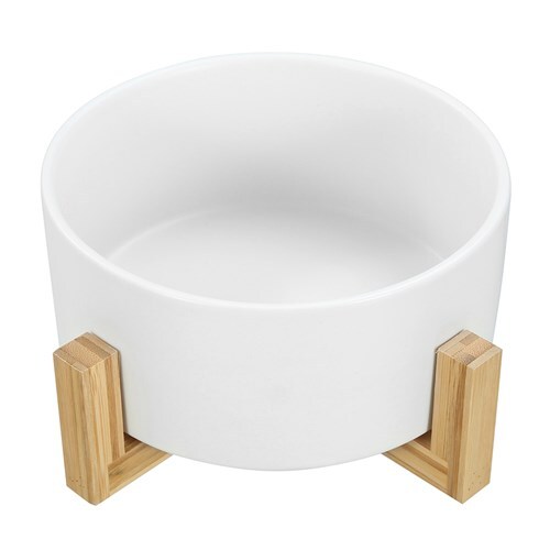 21702-paws-claws-19cm-1-8l-ceramic-pet-bowl-w-bamboo-stand-assorted