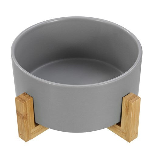 21702-paws-claws-19cm-1-8l-ceramic-pet-bowl-w-bamboo-stand-assorted