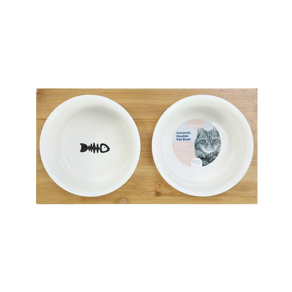21757-paws-claws-pet-cat-300ml-23-5cm-ceramic-double-bowl-w-base