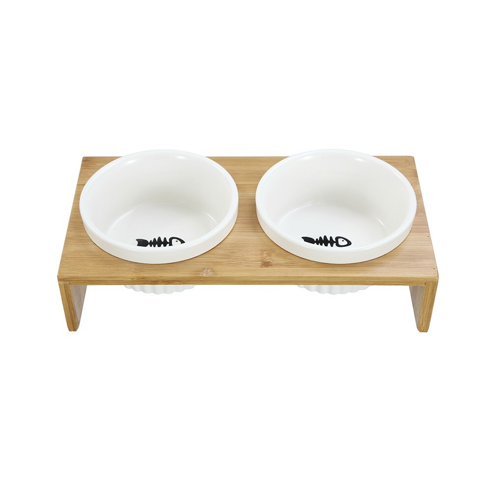 21757-paws-claws-pet-cat-300ml-23-5cm-ceramic-double-bowl-w-base