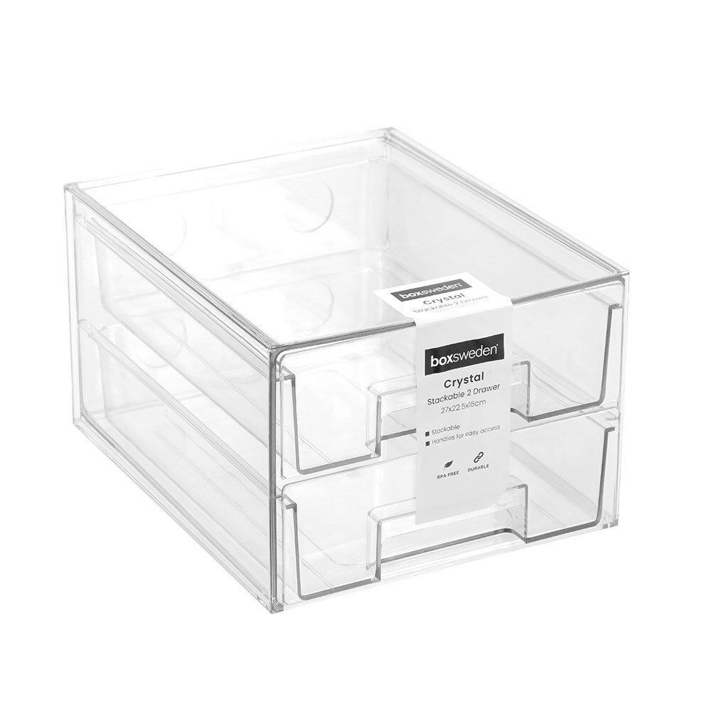 25410-boxsweden-crystal-27x16cm-stackable-2-drawer-storage-clear