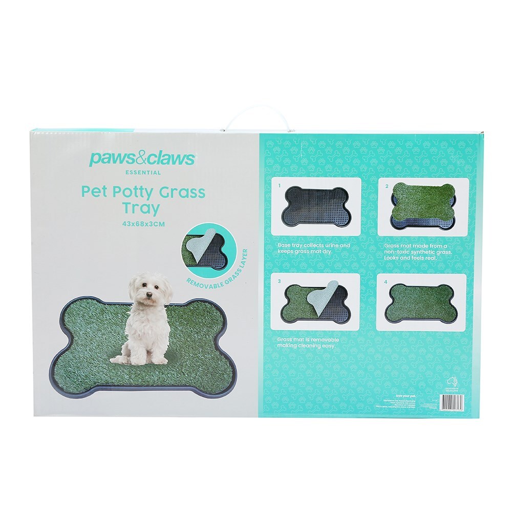 27179-paws-claws-pet-bone-shape-43x3cm-potty-grass-tray-green