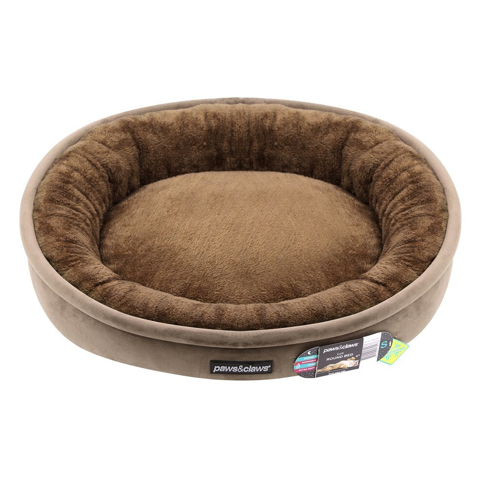 30278-paws-claws-lux-60x60cm-round-pet-bed-small-mocha