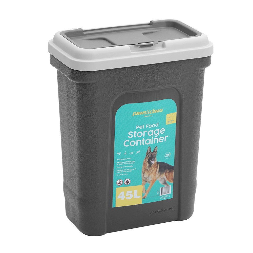 31206-paws-claws-43x57cm-45l-w-scoop-pet-dry-food-storer-grey