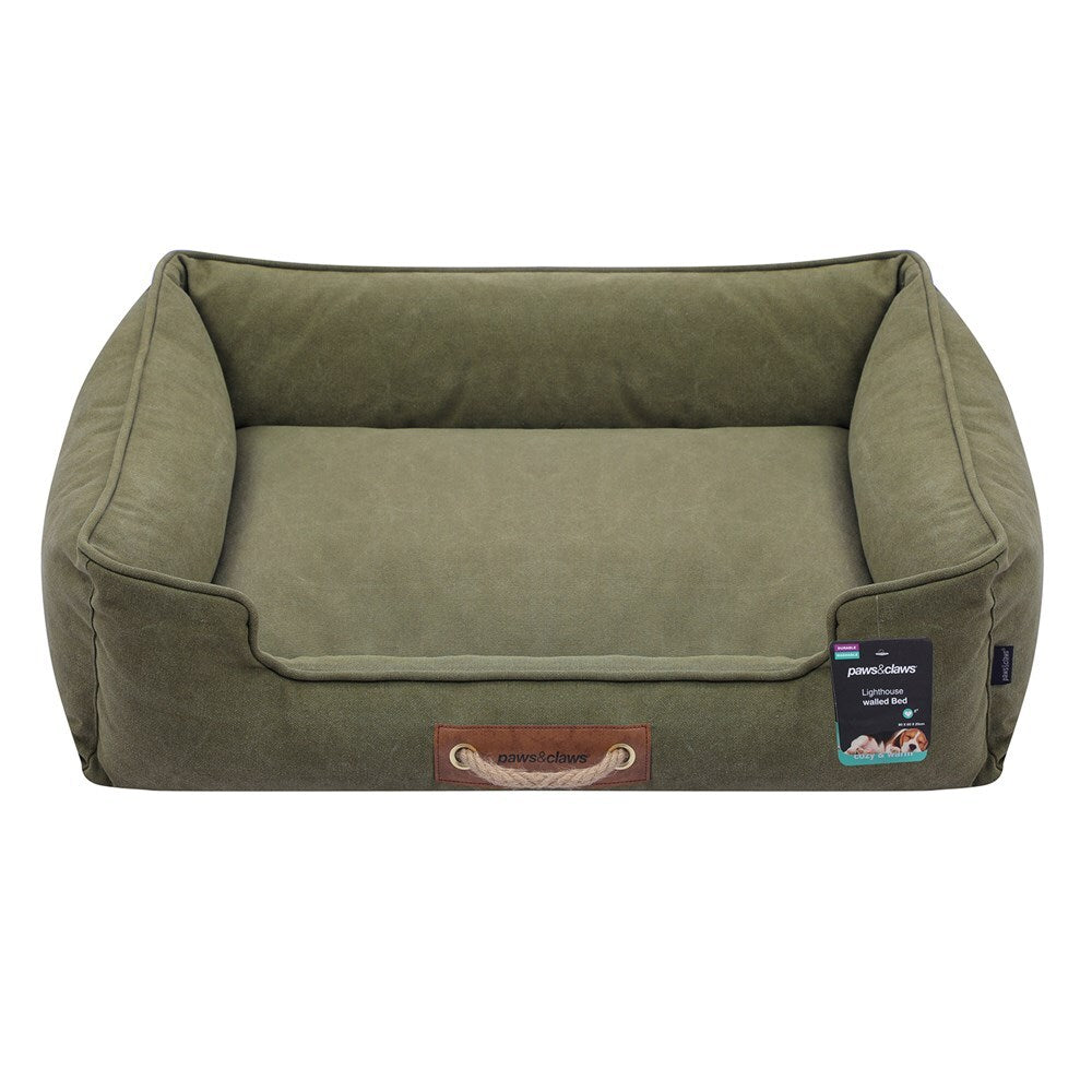 33668-paws-claws-lighthouse-80cm-heavy-canvas-walled-pet-bed-lrg-olive-cotton