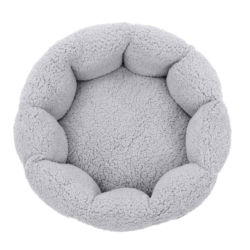 33682-paws-claws-primo-plush-50cm-snuggler-pet-bed-round-grey-charcoal