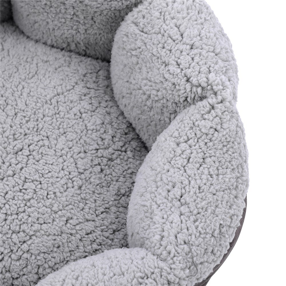 33682-paws-claws-primo-plush-50cm-snuggler-pet-bed-round-grey-charcoal