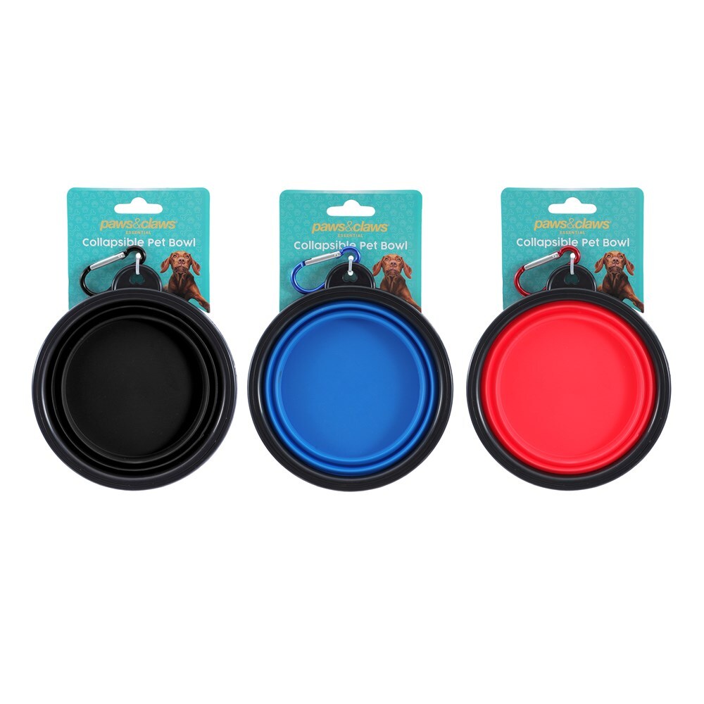 34719-paws-claws-collapsible-350ml-13cm-pet-dog-travel-bowl-assorted
