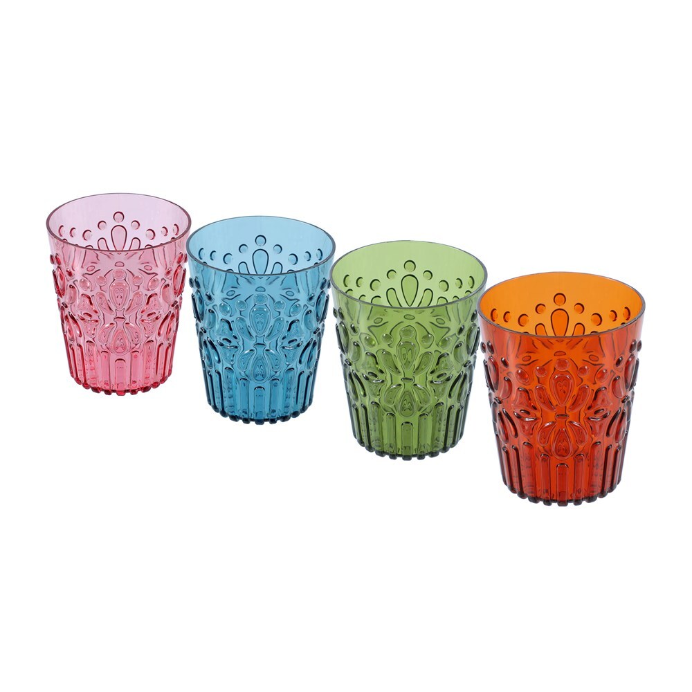 34764-lemon-lime-floral-deco-350ml-water-drink-plastic-tumbler-assorted