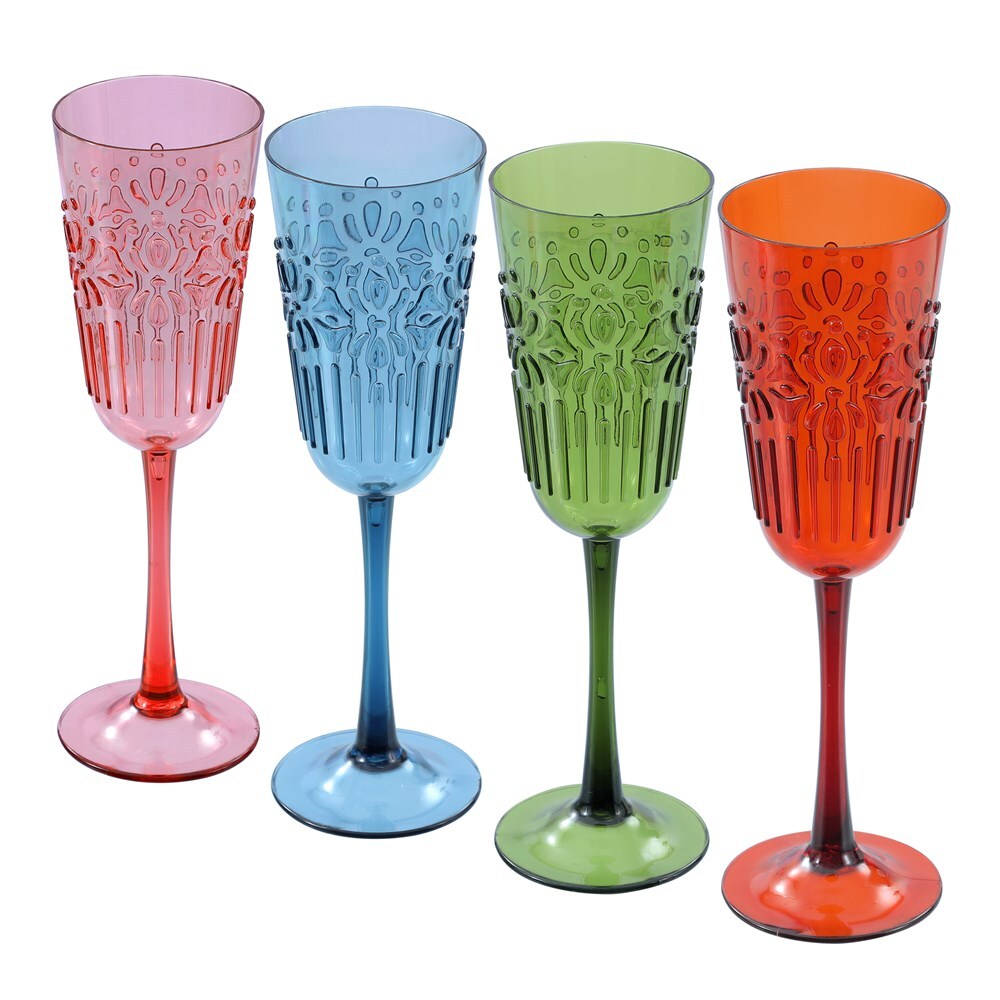 34788-lemon-lime-floral-deco-320ml-plastic-champagne-goblet-assorted