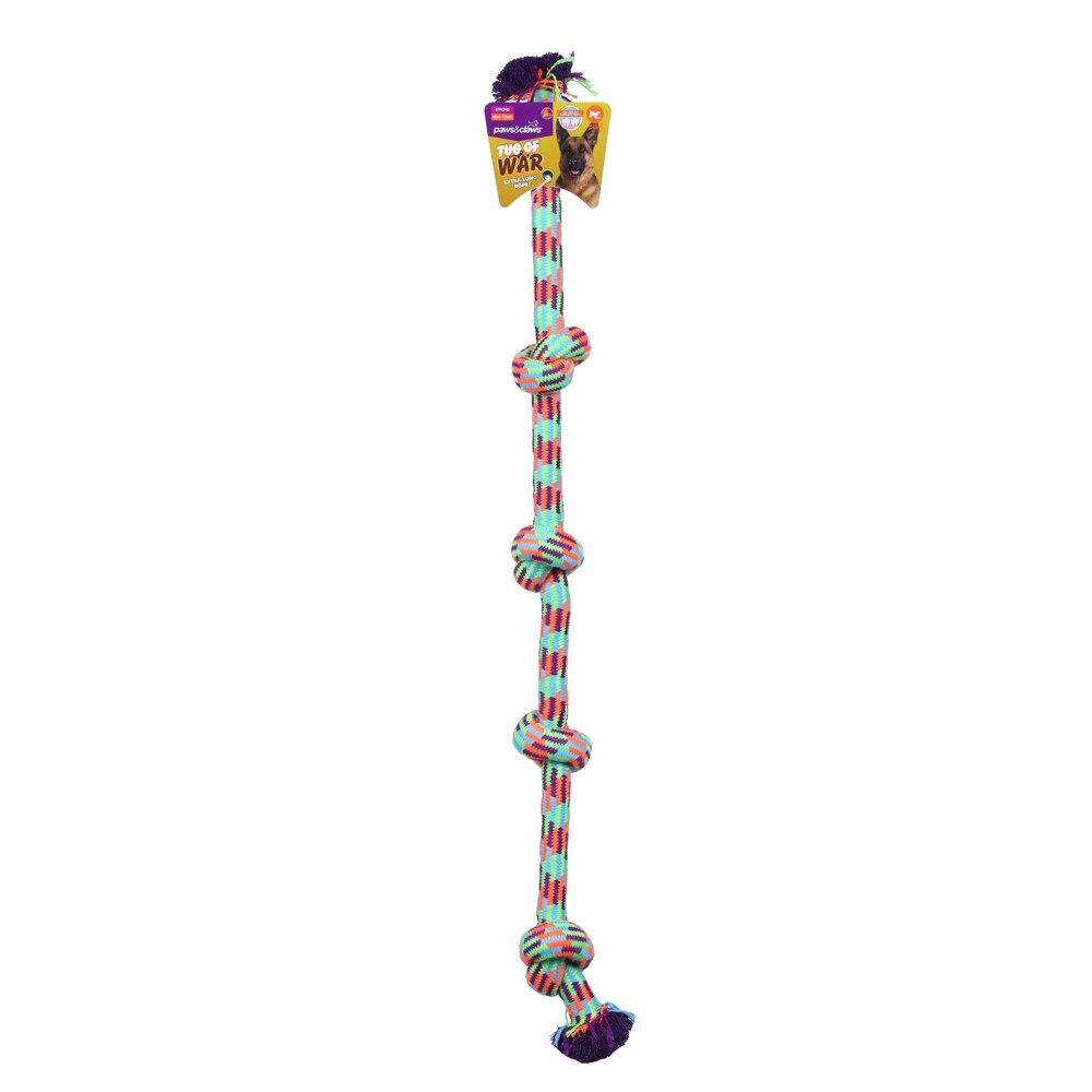 44834-paws-claws-105cm-extra-long-knotted-rope-pet-toy-assorted