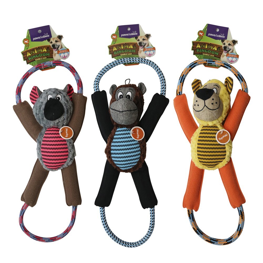 49501-paws-claws-animal-kingdom-double-loop-pet-dog-toy-57cm-assorted
