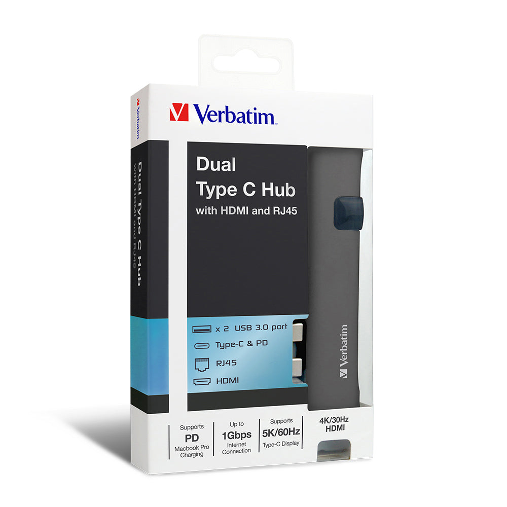 65801-verbatim-dual-usb-c-to-hdmi-rj45-usb-3-0-hub-grey