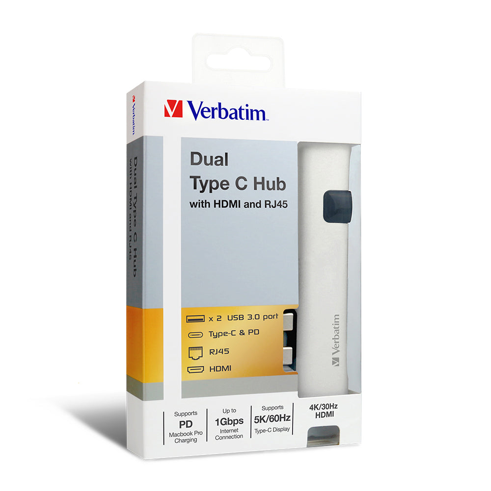 65802-verbatim-dual-usb-c-to-hdmi-rj45-usb-3-0-hub-silver