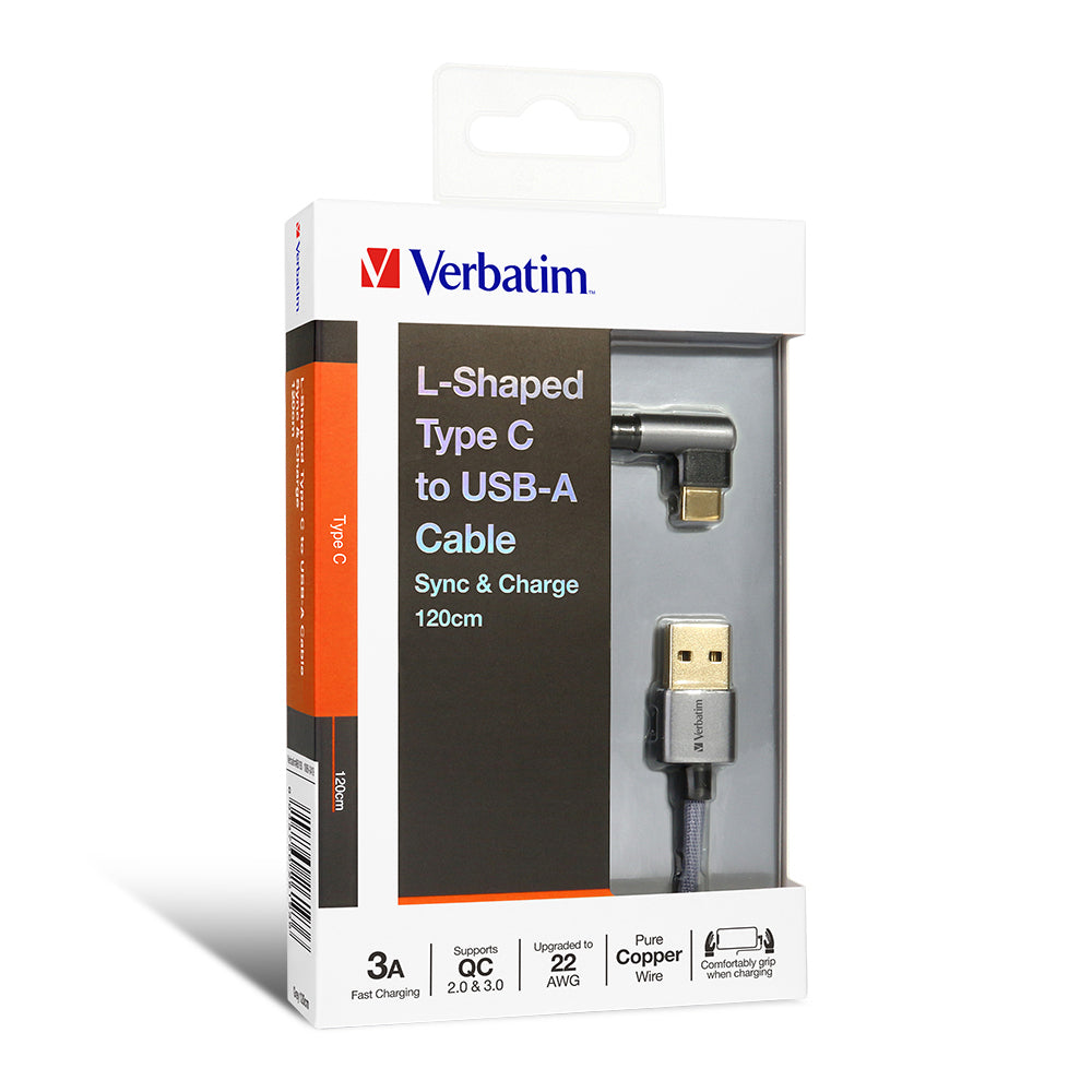 66193-verbatim-type-c-to-usb-a-2-0-cable-l-shaped-120cm-grey