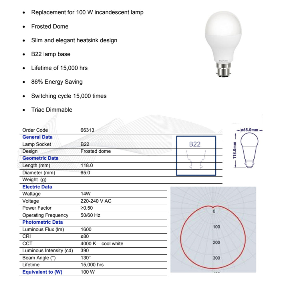 66313-verbatim-b22-bayonet-cw-classic-a-dimmable-light-globe-14w-1600lm-4000k