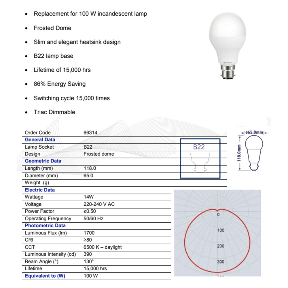 66314-verbatim-b22-bayonet-daylight-classic-a-dimming-light-bulb-14w-1700lm-6500k
