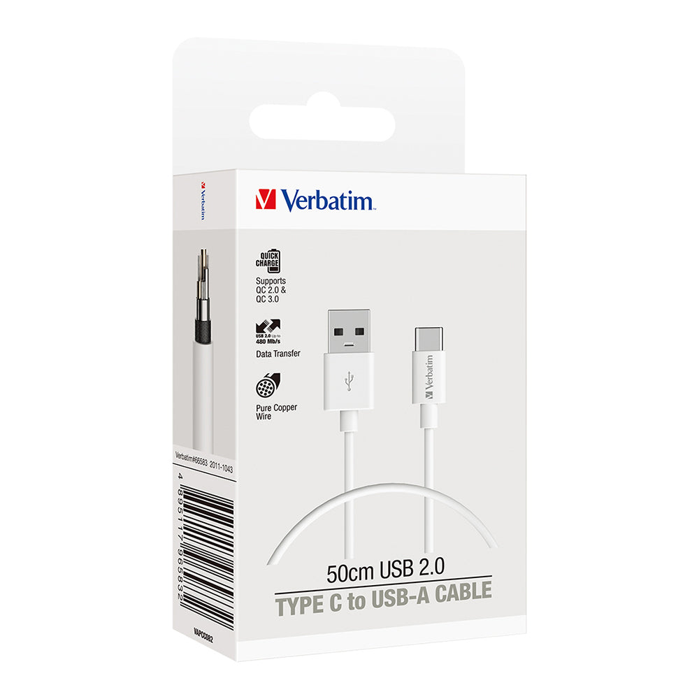 66583-verbatim-charge-sync-usb-to-usb-c-cable-50cm-white