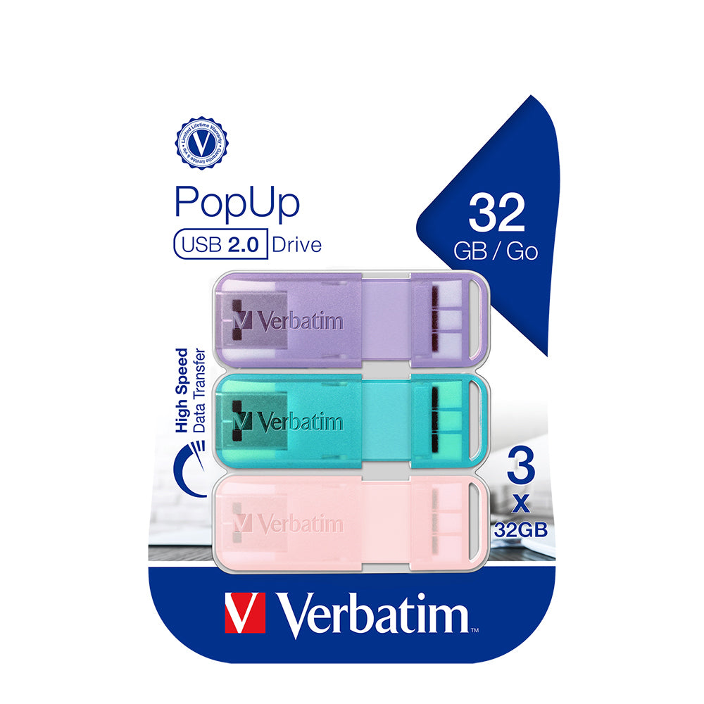 66760-3pc-verbatim-pop-up-usb-2-0-32gb-triple-pack-assorted-pastel-colours