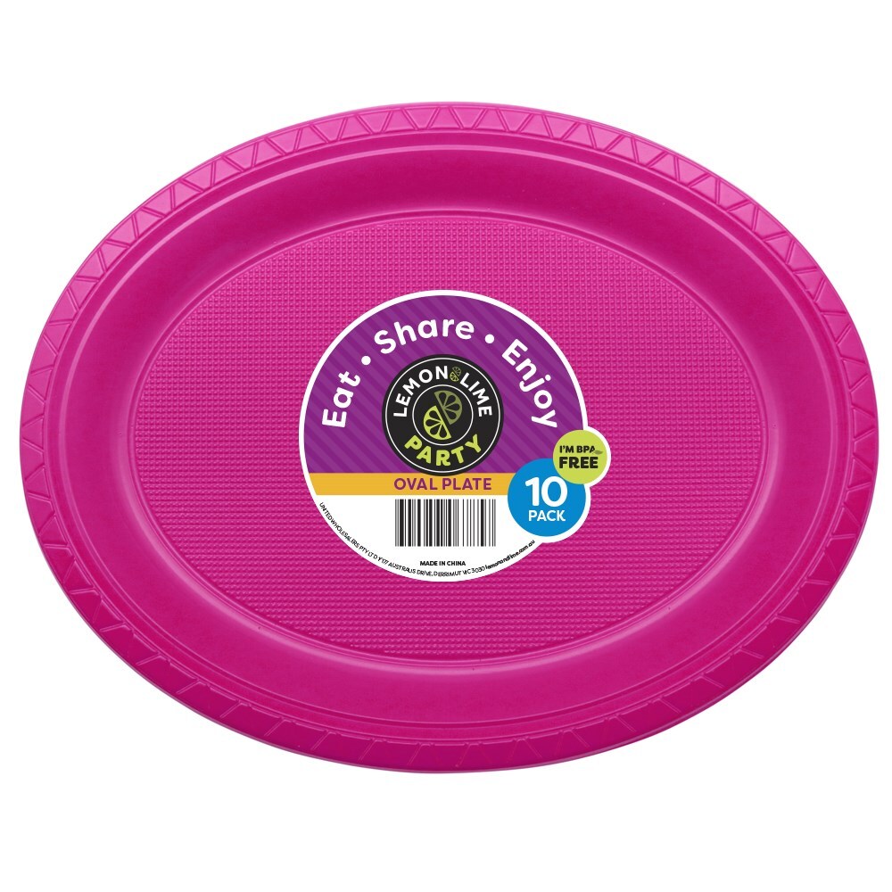 68014-10pk-lemon-lime-party-oval-plate-pink-colour-27x21cm
