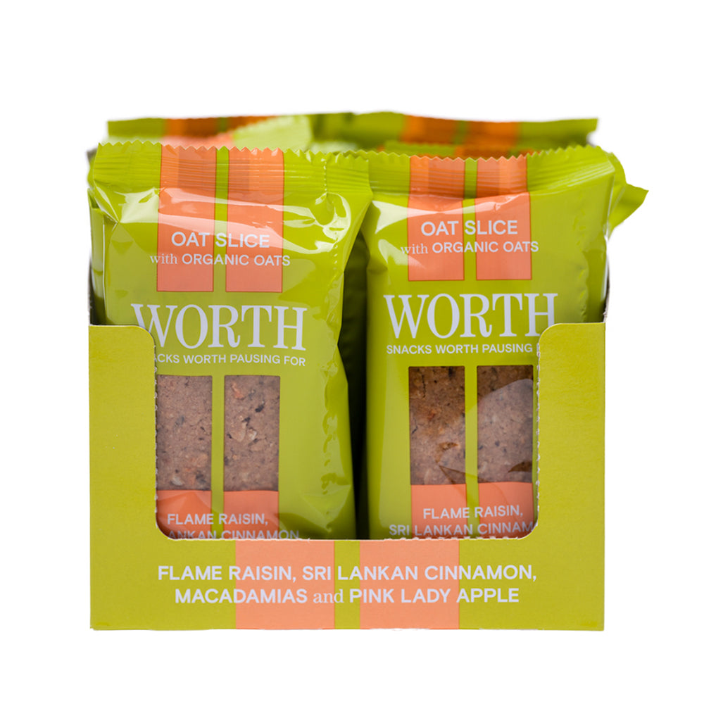 7012car-12pc-worth-70g-organic-oat-slice-w-cinnamon-macadamias-raisin-apple