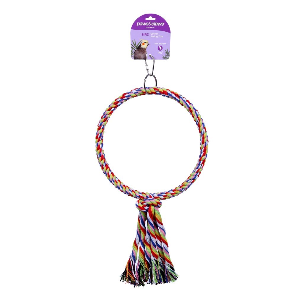 76514-paws-claws-cotton-swing-bird-toy-20-5x28cm-assorted