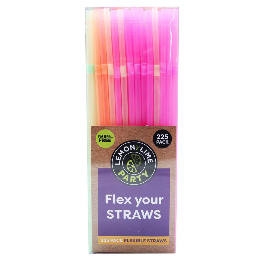 78242-225pk-lemon-lime-21cm-flexi-straws-neon
