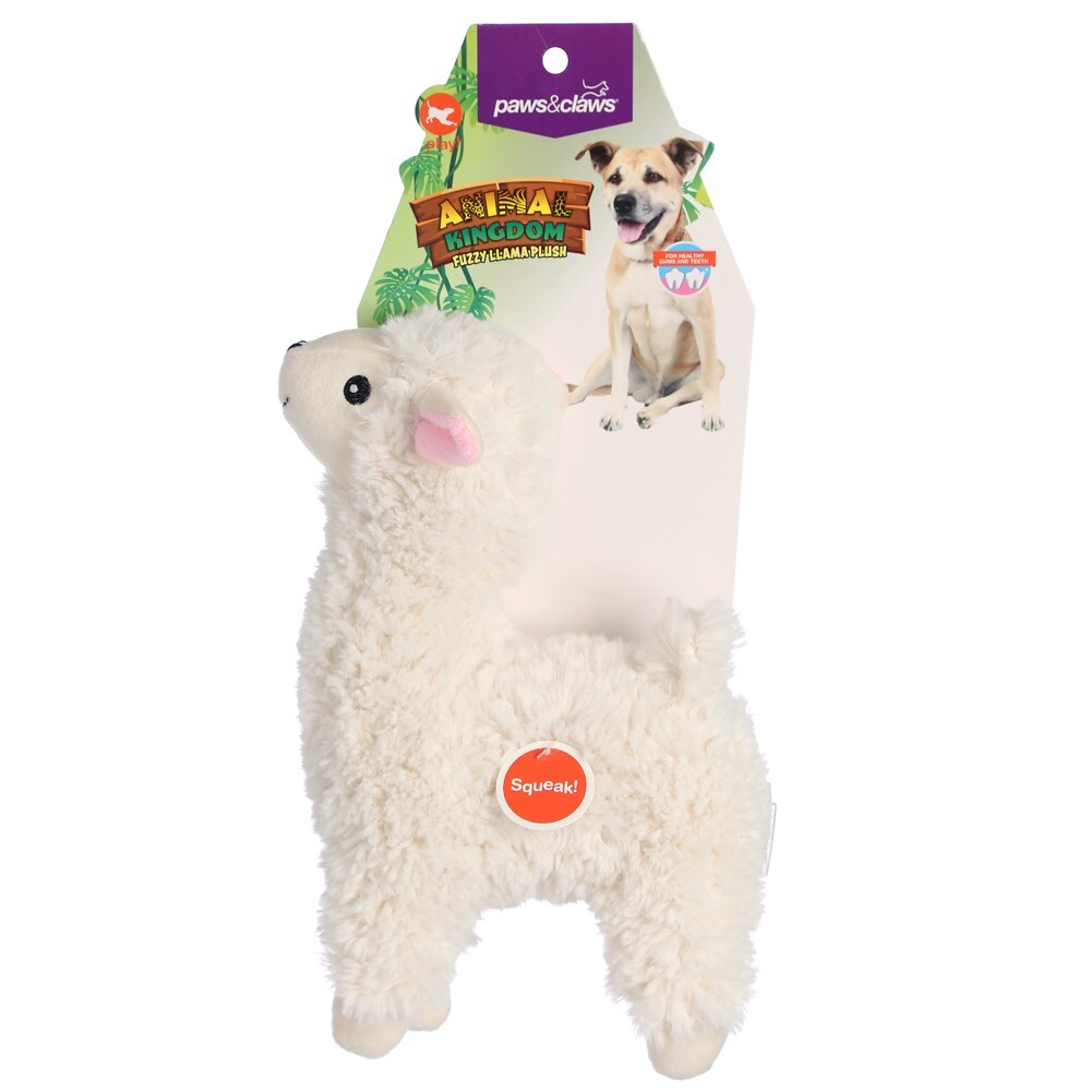79447-paws-claws-27cm-animal-kingdom-fuzzy-llama-dog-pet-plush-toy-cream